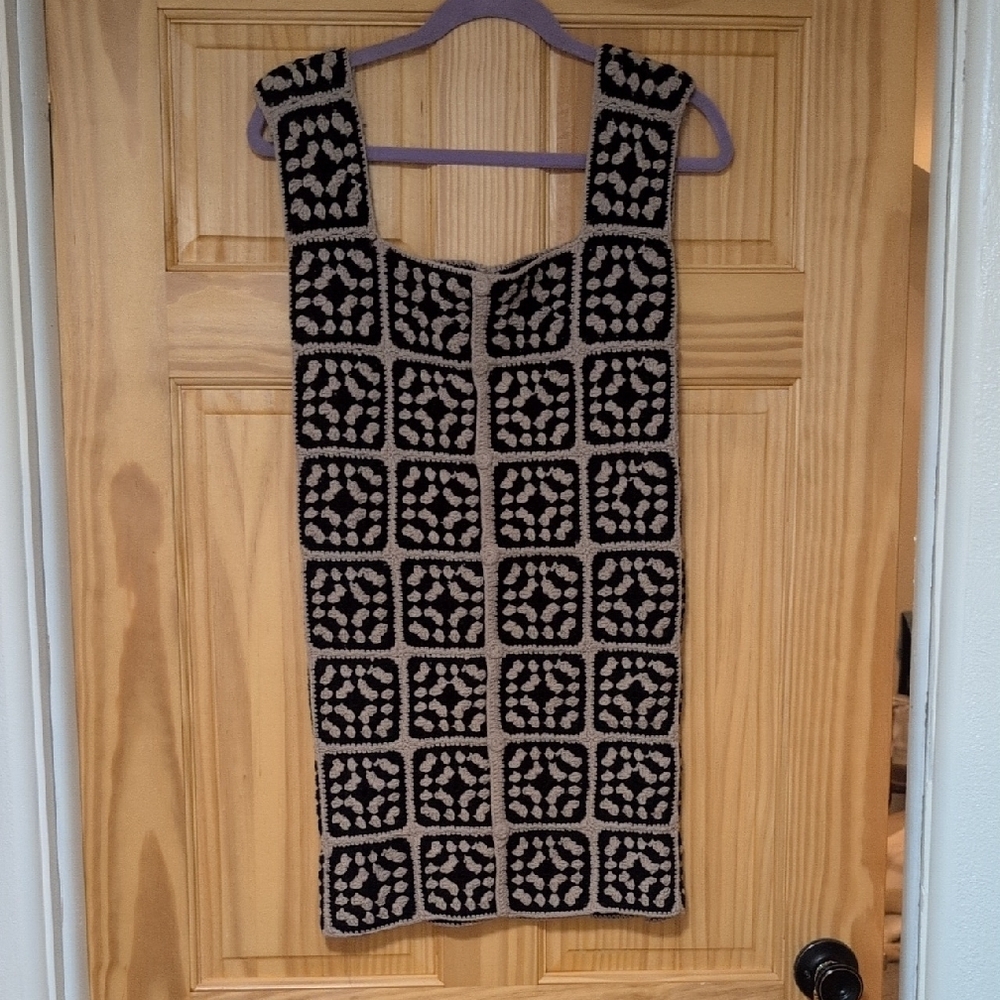 Stylish Black and Cream Crochet Dress